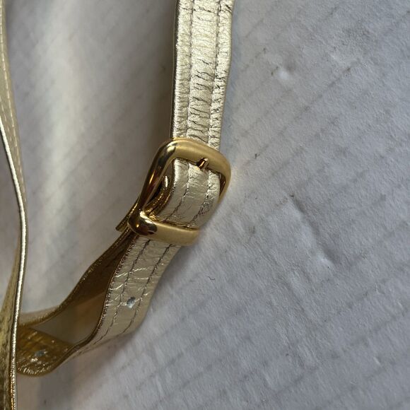 Vintage Rare Unique Metallic Berrita Italian Leather Purse Bag Gold Pockets Zip - Picture 6 of 16